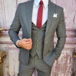 Costum elegant de barbati Slim Fit Sacou Vesta si Pantalon C3929 6