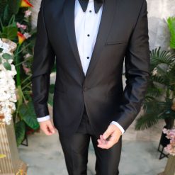 Costum negru NASMIRE Sacou Pantalon Papion C4974 5