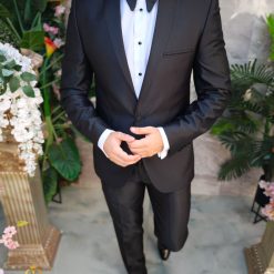 Costum negru NASMIRE Sacou Pantalon Papion C4974 6