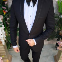 Costum negru NASMIRE Sacou Pantalon Papion C4975 4