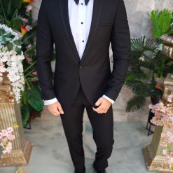 Costum negru NASMIRE Sacou Pantalon Papion C4975 5