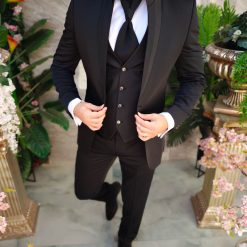 Costum negru NASMIRE Sacou Pantalon Vesta Cravata C4972 5