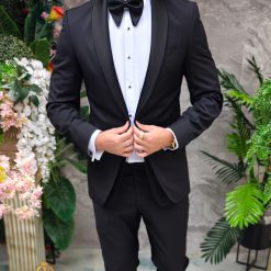 Costum negru NASMIRE Sacou Pantalon si Papion C4922 3