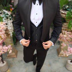 Costum negru NASMIRE Sacou Vesta Pantalon Papion C4982 7