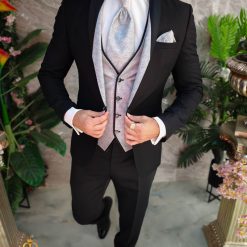 Costum negrugri NASMIRE Sacou Pantalon Vesta Cravata C4954 5