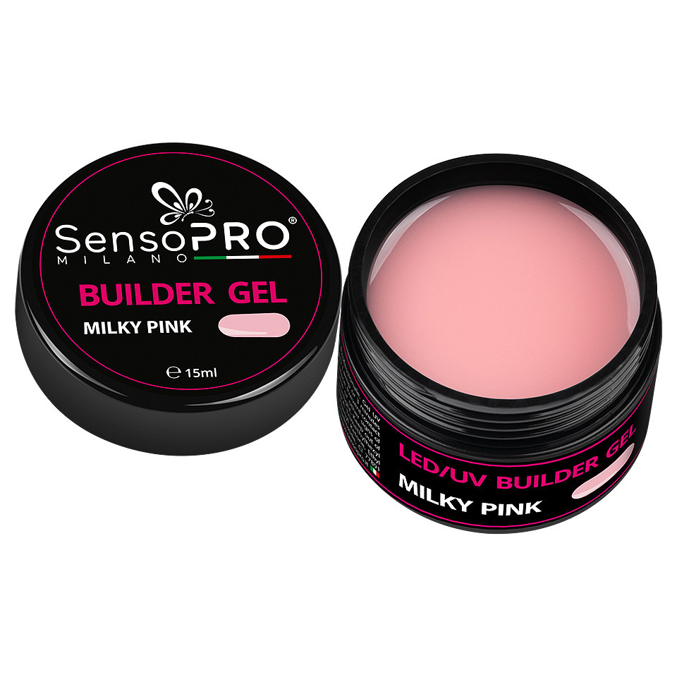 Gel Camuflaj Unghii SensoPRO Milano 15ml - Milky Pink-Geluri UV > Geluri UV Constructie