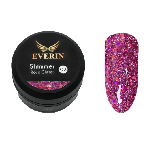 Gel color Shimmer Rose Glitter Everin 5ml- 03 - SRG-03 - Everin.ro-GELURI COLORATE ❤️ > GELURI COLOR EVERIN