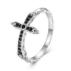 Inel din argint Black Crystal Cross-Inele >> Inele din argint