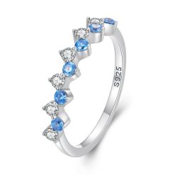 Inel din argint Blue and White Round Crystals-Inele >> Inele din argint