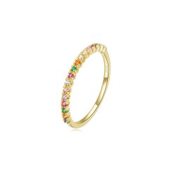 Inel din argint Rainbow Crystal Dots Golden-Inele >> Inele din argint