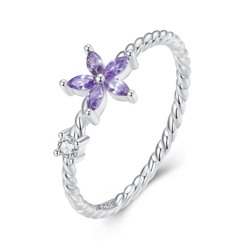 Inel din argint Simple Purple Flower-Inele >> Inele din argint