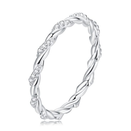 Inel din argint Twisted Silver Crystal-Inele >> Inele din argint