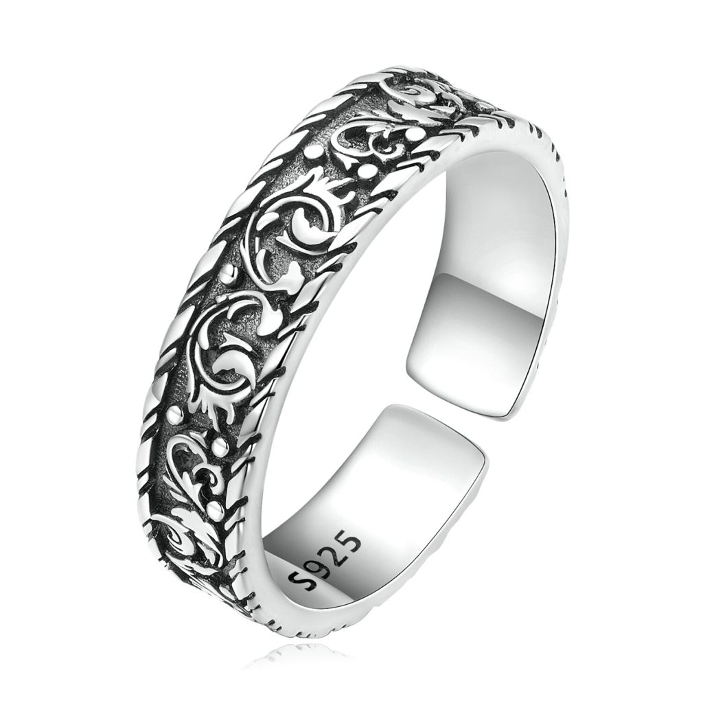 Inel reglabil din argint Antique Motifs Large Band-Inele >> Inele din argint