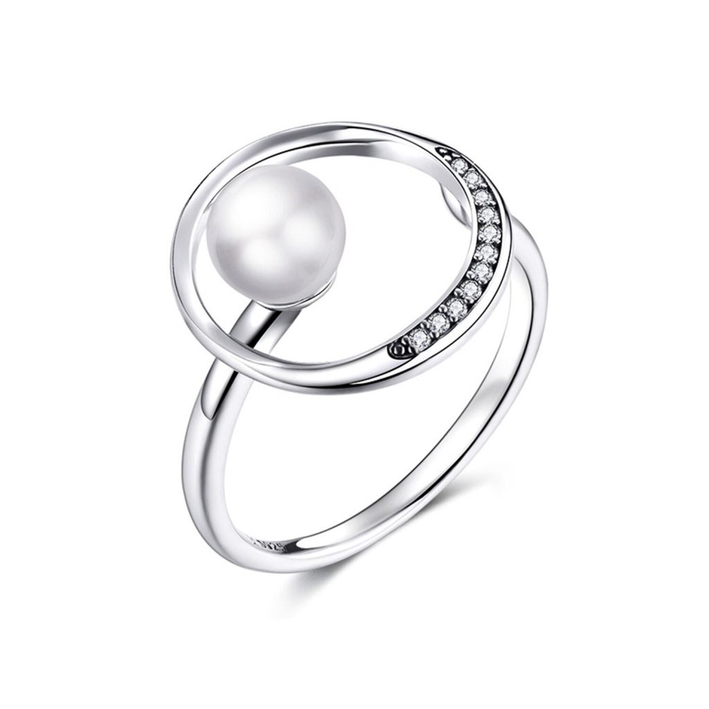 Inel reglabil din argint Silver Circle Pearl-Inele