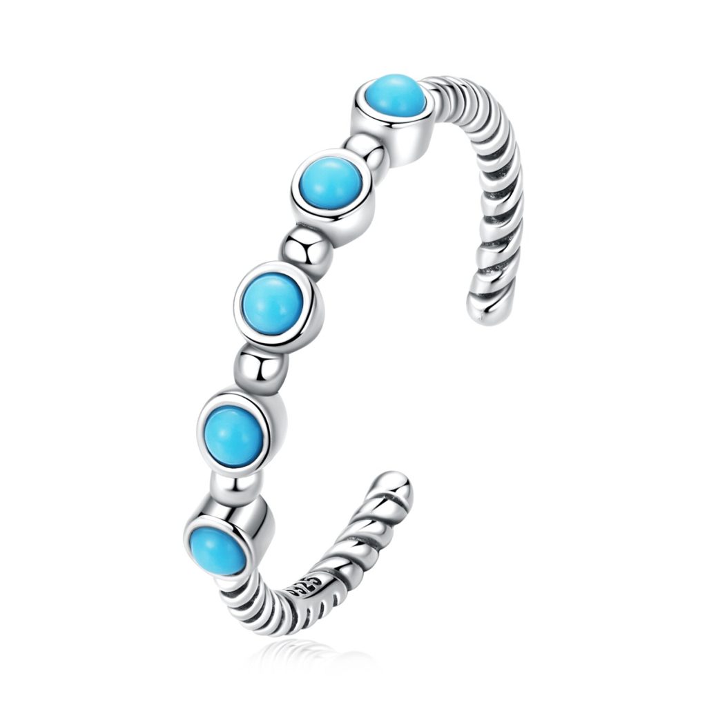 Inel reglabil din argint Turquoise Twist-Inele >> Inele din argint