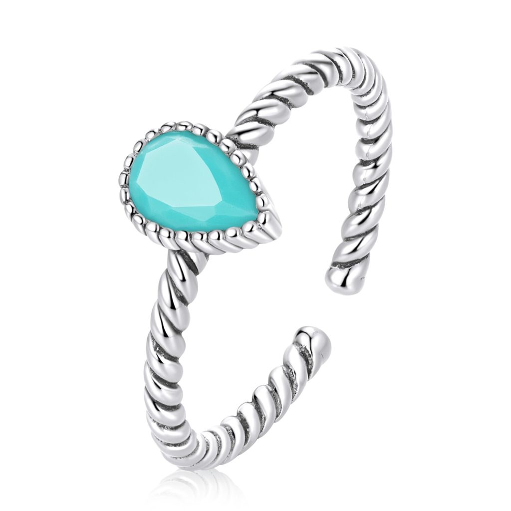 Inel reglabil din argint Waterdrop Turquoise-Inele >> Inele din argint