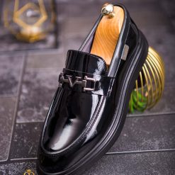 Mocasini de barbati casual negru lacuit talpa inalta ultra usoara – AD616 3