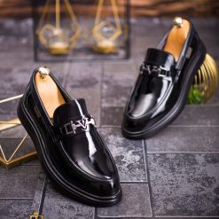 Mocasini de barbati casual negru lacuit talpa inalta ultra usoara – AD616 4