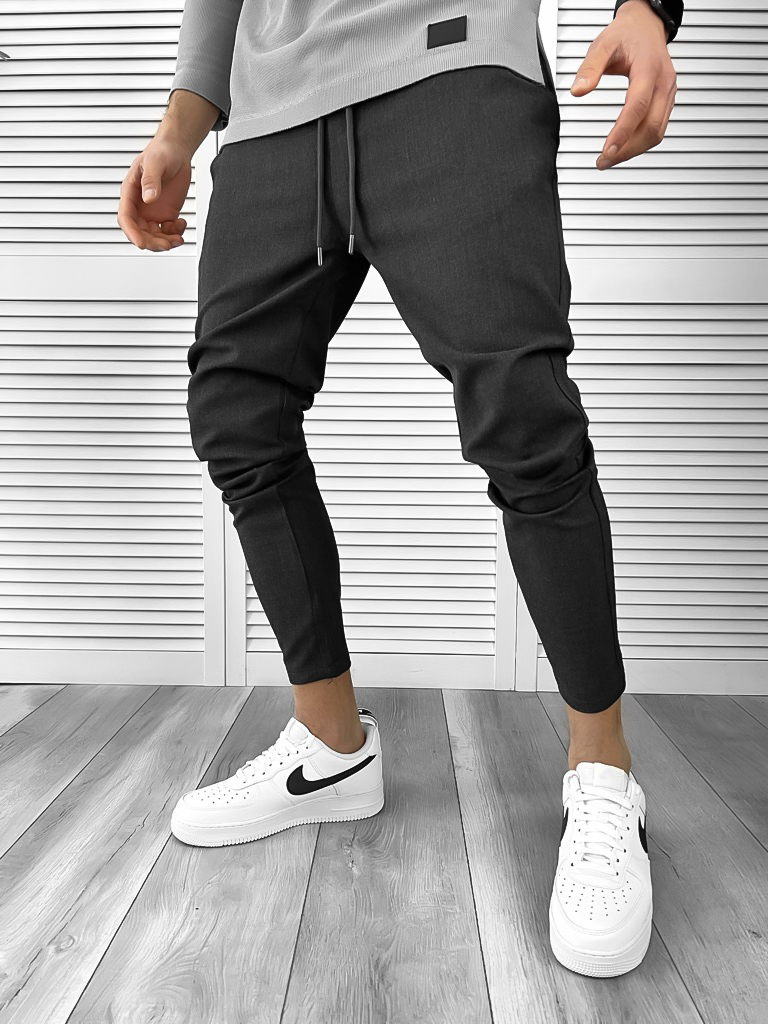 Pantaloni barbati casual regular fit gri inchis 7086 P19-6.3-Pantaloni > Pantaloni de trening
