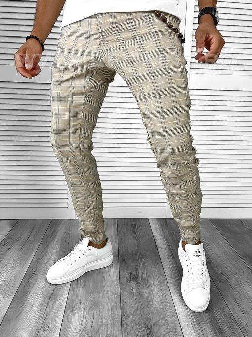 Pantaloni barbati casual regular fit in carouri A8464 P19-3.1-Pantaloni > Pantaloni casual