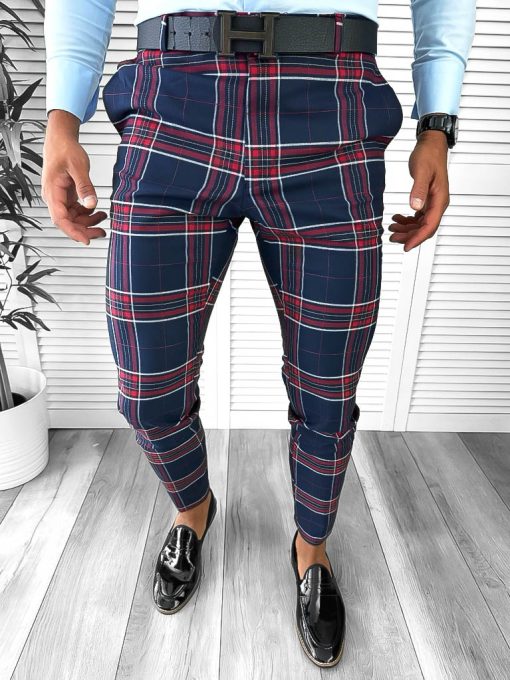 Pantaloni barbati eleganti bleumarin B1546 9-4 e ~-Pantaloni > Pantaloni eleganti
