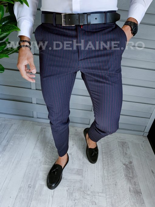 Pantaloni barbati eleganti bleumarin B1549 E-Pantaloni > Pantaloni eleganti