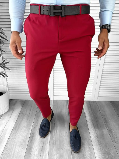 Pantaloni barbati eleganti grena B1734 E 8-5 ~-Pantaloni > Pantaloni eleganti