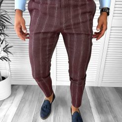 Pantaloni barbati eleganti grena B1801 21-2 E~-Pantaloni > Pantaloni eleganti