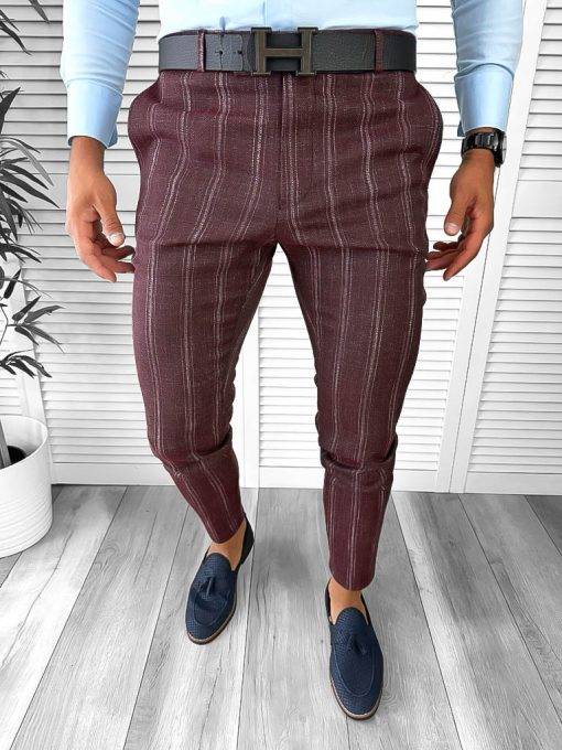 Pantaloni barbati eleganti grena B1801 21-2 E~-Pantaloni > Pantaloni eleganti