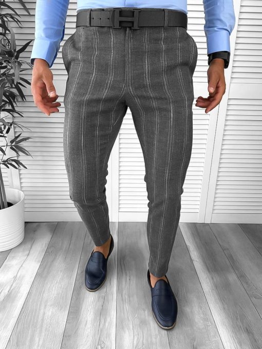 Pantaloni barbati eleganti gri B1551 67-3 E~-Pantaloni > Pantaloni eleganti