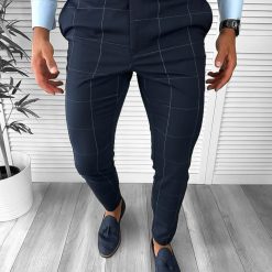 Pantaloni barbati eleganti regular fit bleumarin 11969 D2-4.1-Pantaloni > Pantaloni eleganti