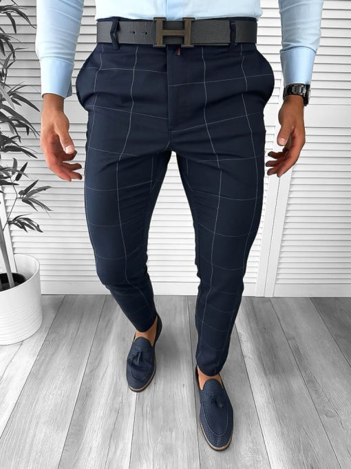 Pantaloni barbati eleganti regular fit bleumarin 11969 D2-4.1-Pantaloni > Pantaloni eleganti
