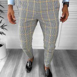 Pantaloni barbati eleganti regular fit carouri 2019 E 18-2-Pantaloni > Pantaloni eleganti