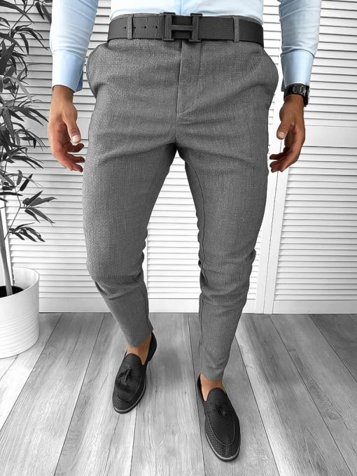 Pantaloni barbati eleganti regular fit gri B1769 19-2 E~-Pantaloni > Pantaloni eleganti