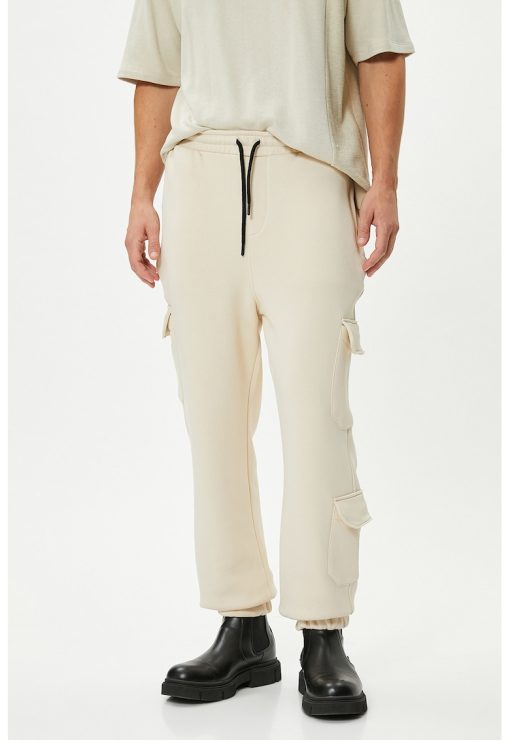 Pantaloni cu talie medie si buzunare laterale cu clapa-BARBATI-IMBRACAMINTE/Pantaloni si colanti