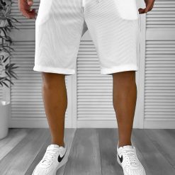 Pantaloni de trening scurti albi P4235 P19-4.3-Pantaloni > Pantaloni scurti