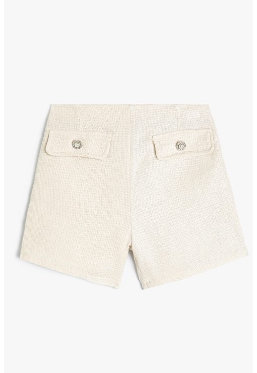 Pantaloni scurti texturati din amestec de bumbac-FETE-IMBRACAMINTE/Sorturi