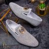 Pantofi Loafers de barbati gri cu strasuri