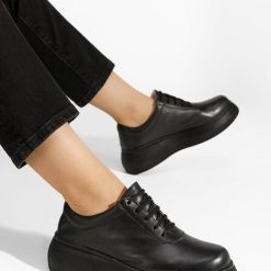 Pantofi casual cu platformă Dalisa negri-Pantofi dama casual-Sneakers cu platforma