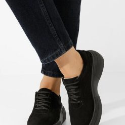 Pantofi casual cu platformă Delisa V2 negri-Pantofi dama casual-Sneakers cu platforma
