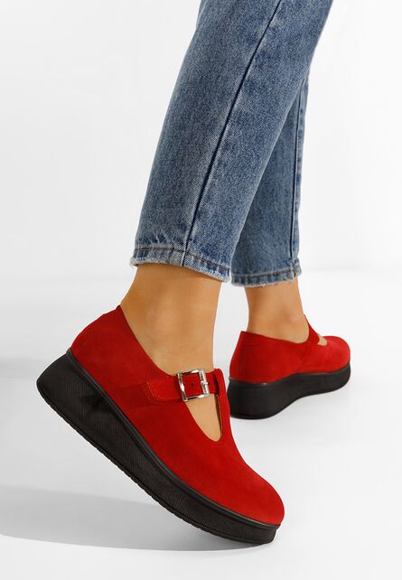 Pantofi casual cu platformă rosii Gilena-Pantofi dama casual-Pantofi dama casual
