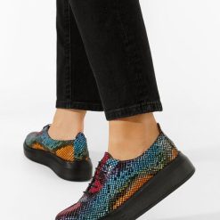 Pantofi casual dama piele Elma multicolori-Pantofi cu platforma-Pantofi dama casual