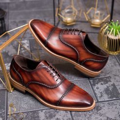 Pantofi eleganti de barbati din piele naturala Maro degrade P1585 2