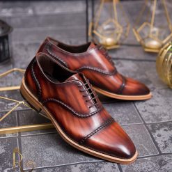 Pantofi eleganti de barbati din piele naturala Maro degrade P1585 4