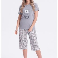 Pijama de bumbac cu imprimeu grafic-FEMEI-IMBRACAMINTE/Pijamale si halate de baie