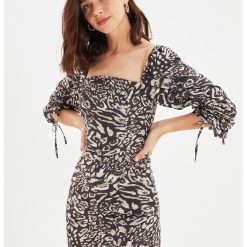 Rochie mini cu animal print-FEMEI-IMBRACAMINTE/Rochii