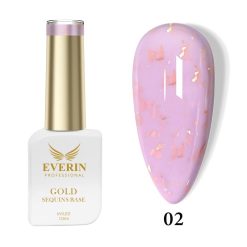 Rubber Base Everin Gold Sequins Collection 10ml- 02 - Everin-EVERIN > RUBBER BASE / BAZA RUBBER ❤️ > Baza rubber color Everin