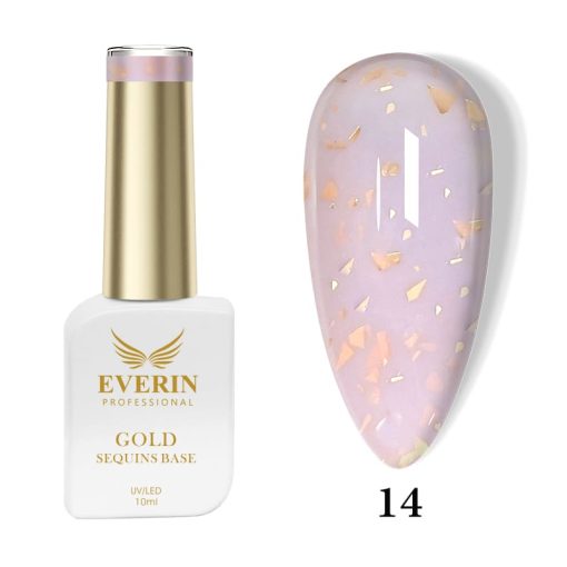 Rubber Base Everin Gold Sequins Collection 10ml- 14 - Everin-EVERIN > RUBBER BASE / BAZA RUBBER ❤️ > Baza rubber color Everin