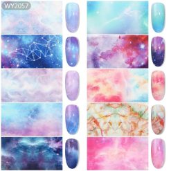 SET 10 FOLII DE TRANSFER GALAXY - WY-2057 - Everin.ro-NAIL ART ❤️ > Folii de transfer