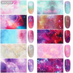 SET 10 FOLII DE TRANSFER GALAXY - WY-2058 - Everin.ro-NAIL ART ❤️ > Folii de transfer